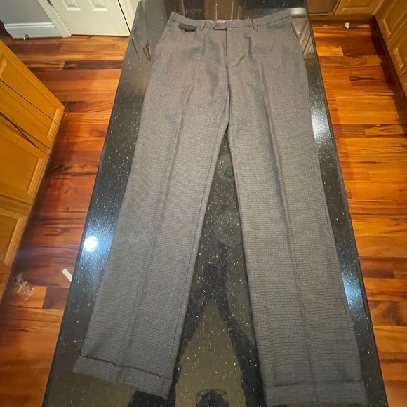 Next Mens 34 Formal Suit Dress Pants / Trousers Check Tapered Brown - Li… - Picture 4 of 13